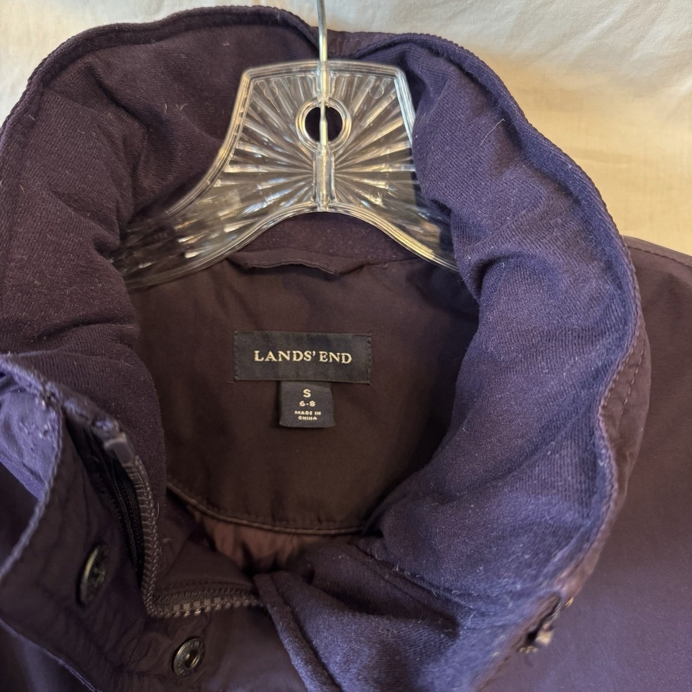 Lands End Down Coat Womens Small 6-8 Insulated Long Parka Jacket Purple - Picture 6 of 16
